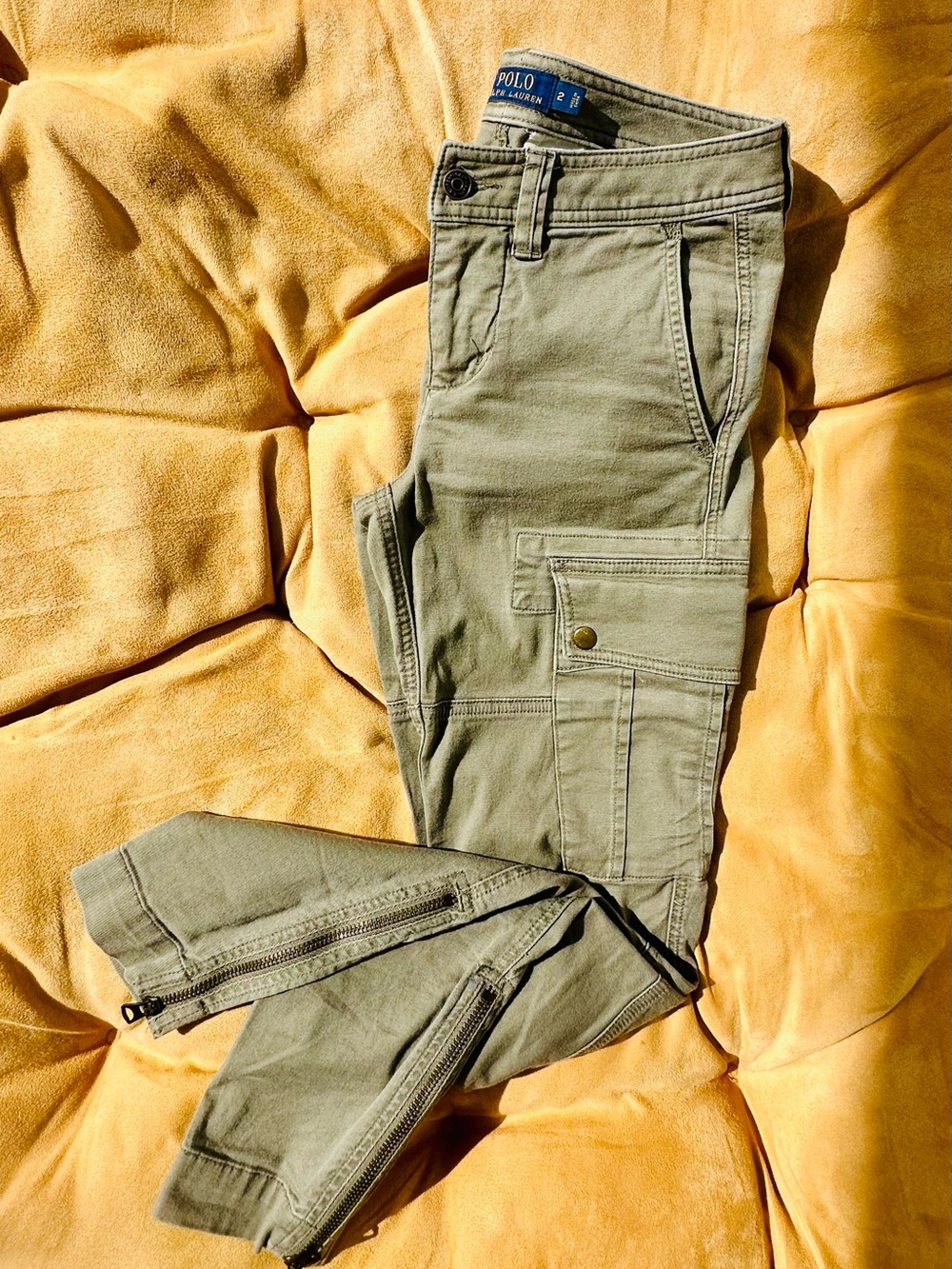 Ralph Lauren Olive Green Cargo Pants with Ankle Zips